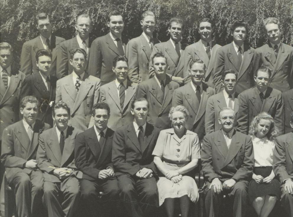 Pres. G. Phillip Margetts at mission conference in 1947 at Mowbray, Ist row-2nd from left.  Pres. J. Richard Clark, 3rd from right at top.
Janice H Margetts
15 Jun 2004