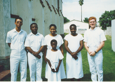 Lest we forget, a mission isn't all play : )  This is the Chirwa family in King Williams Town.  Unfortunately I've lost touch.  I hope their testimonies are still as strong and bright as on this beautiful day.
Bill  Peavoy
31 Aug 2001