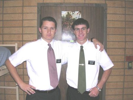 Elder Anthony Mitchell, Zone Leader (left) and Elder Tyler Broderick, Assistant ZL at the MTC in April 2004.
Mindy Mitchell
06 Apr 2004