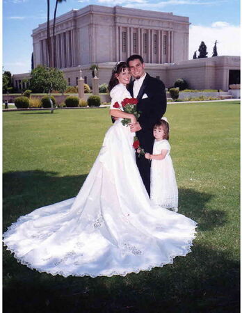 our wedding day.
merrianne had a beautiful daughter named libby. those of you who met her in Fulton know she is so cute. merrianne & I were married in the mesa, az temple on sept 1, 2001. libby was sealed to us in the nashville, tn temple in 2003. we have a son named jacob who was born on sept 13, 2002.
Spencer C. Call
29 Mar 2008