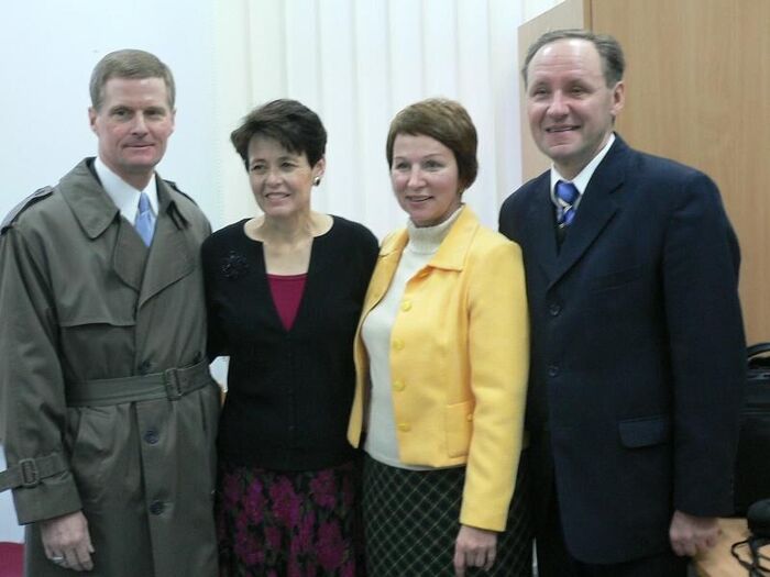 In Kharkov with his wife and another church leader and his wife...sorry I don't know names! I read a lot of things written by members in Kharkov and Sumy and they told what an amazing experience it was to have an Apostle of the Lord visit them...they were so grateful!
Heather  Hokanson
29 Nov 2007