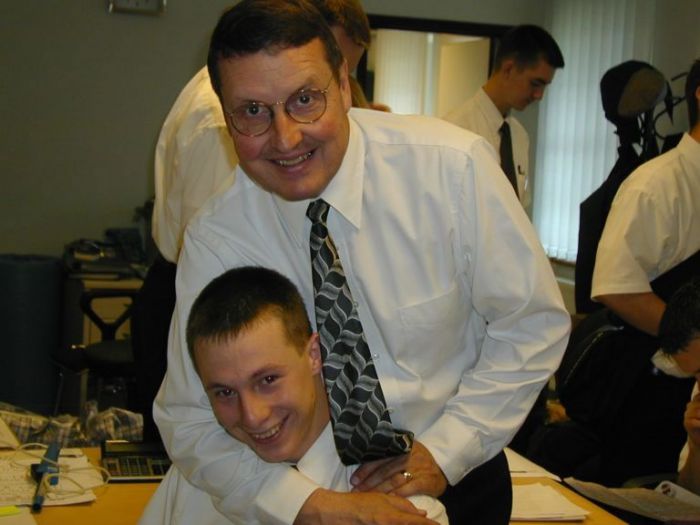 President McQueen and Elder James Campbell with a rare smile for the camera. I told President McQueen I was going to auction this picture on ebay, but this is even better. :) (submitted by Heather Morris)
Dan Cramer
22 Sep 2003