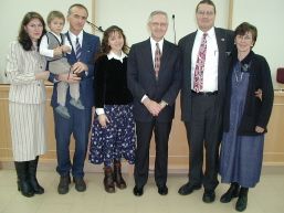 Left to right, Branch President and family, Marina (translator), Elder Orton (dedicated Mariupol Chapel), McQueens
David  McQueen
13 Nov 2004