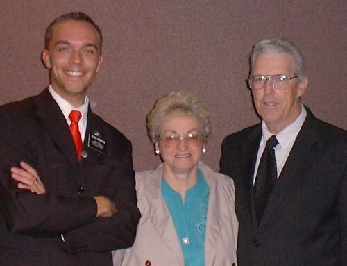 Elder Jonathan Anderson with his grandparents at his final Testimony meeting 28 April 2004
Ed Smith
01 May 2004