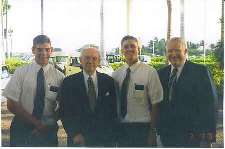 Elder Quinn, President Hinkley, Elder Supinger, and President Andrus in Aruba 17 Mar 2001, during a layover.  Many blessings were promised at the fireside the night before.
Jacob James Quinn
04 Aug 2007