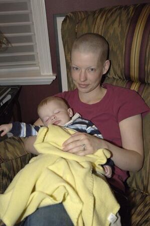 One year ago I looked like this and it is nice to have hair again.  I had Hodgkins Lymphoma stage 2B.  Coleton was 4 weeks old and Haeley had just had her 4th birthday when we found out.  I have my one year check up on the 10th of December - so prayers that I am still clear would be wonderful!  Going from long hair to this was a shocker but it is growing back nice and curly!  You can see our latest family photo in my profile.
Laura Steffanie Vanderbeek
26 Nov 2007