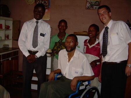 Elder Shank giving wheelchair to investigator
Randall  Knorr
04 Apr 2007